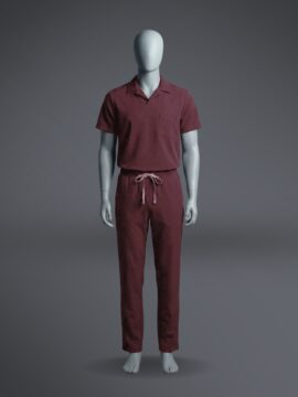 A stylish maroon t shirt scrub view on a standing mannequin
