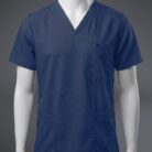 fashionable blue pocketed scrub close up
