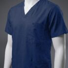 fashionable blue pocketed scrub side view